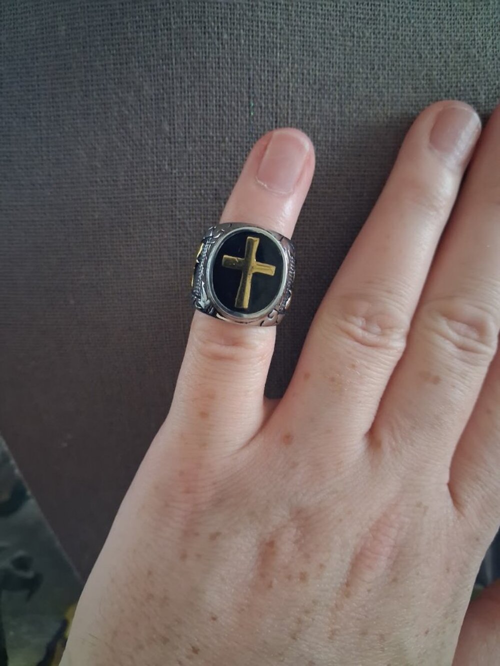 Large Religious Cross band ring